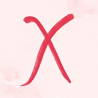 Calligraphy red letter x typography font