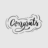 Congrats calligraphy black psd text message typography