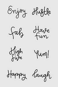 Psd cursive fun words typography set 