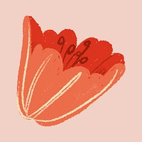 Tulip red flower sticker vector hand drawn illustration