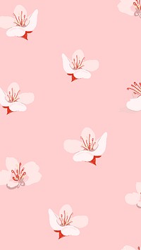 Pink sakura floral pattern vector mobile wallpaper