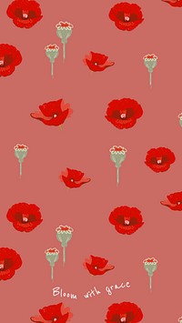 Inspirational quote floral social media story with poppy illustration quote