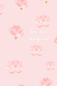 Beautiful pink floral blog banner with lotus illustration and inspirational quote you are magical