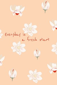 Beautiful beige floral blog banner with magnolia illustration and inspirational quote everyday is a fresh start