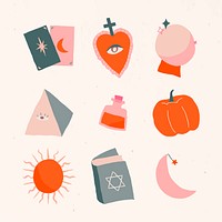 Magic witchcraft clipart psd illustrations hand drawn collection