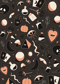 Bohemian Witchcraft doodle Halloween background