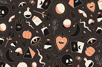 Bohemian Witchcraft doodle vector Halloween background