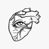 Simple human heart old school flash tattoo design symbol