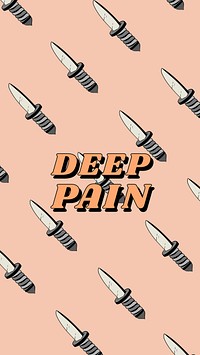 Vintage quote deep pain camp knife pattern mobile phone wallpaper vector