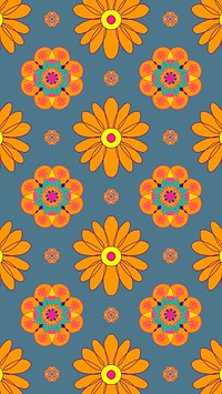 Marigold flower pattern vector Diwali festival phone background