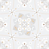 Mandala gray seamless pattern vector botanical background