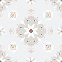 Mandala gray seamless floral pattern background