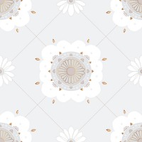 Mandala gray seamless floral pattern background