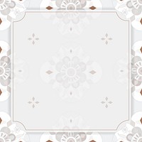 Indian Mandala pattern border frame gray floral background