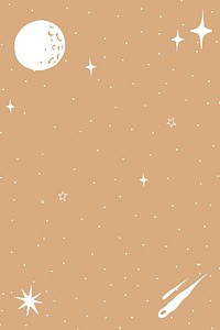 Meteor shower and moon vector silver starry sky on brown background