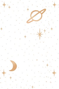 Saturn half moon vector gold starry sky on white background