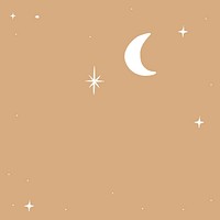 Stars and moon silver starry sky border on brown background