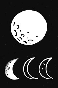 Space moon white vector galactic doodle sticker