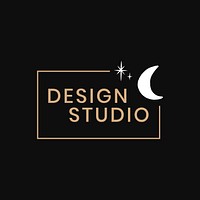 Psd design studio black and gold cute logo editable template