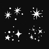 Sparkles white vector galaxy doodle illustration sticker