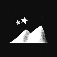 Mountain stars vector white cute doodle illustration sticker