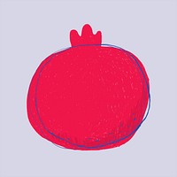 Minimal doodle art fruit pomegranate
