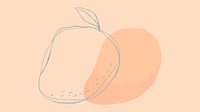 Fruit doodle mango design space on peach background