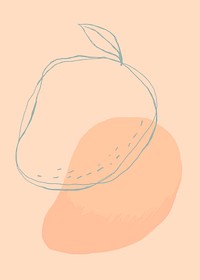 Mango fruit psd hand drawn design space with pastel pink background