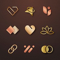 Luxury business logo vector set rose gold icon design