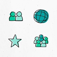 Green icon vector for business use set