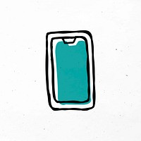 Green smartphone hand drawn doodle icon