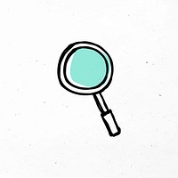 Green magnifying glass vector with doodle design