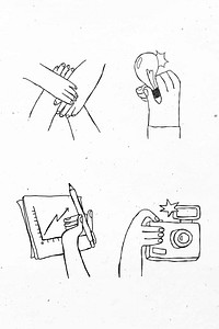 Black hand drawn brainstorming vector icons doodle art design set