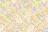 Pastel yellow paisley pattern ornamental background illustration