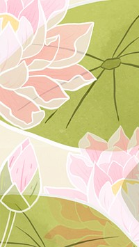 Hand-drawn water lily floral background