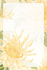 Hand-drawn chrysanthemum psd flower border frame