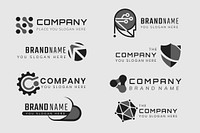 Gray business logo psd minimal icon set