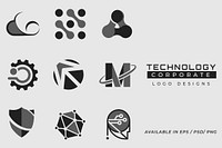 Simple corporate technology psd futuristic icon set