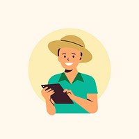 Farmer using technology digital agriculture illustration