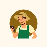 Farmer using digital agriculture character illustration