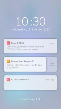 COVID-19 exposure notifications app template psd mobile screen