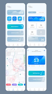 COVID-19 user interface app mockup vector mobile screen