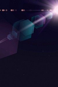 Purple lens flare vector with cool-tone hexagon ghost effect on dark background