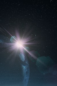 Purple lens flare with hexagon ghost background in the space