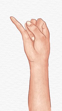 Hand showing pinky finger psd design element hand drawn illustration