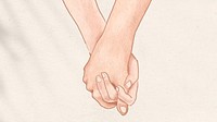 Couple holding hands romantically aesthetic illustration background