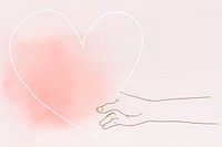 Hand holding heart in Valentine&rsquo;s day theme hand drawn illustration