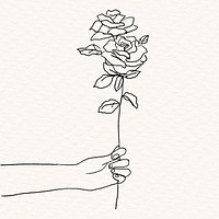 Cute Valentine&rsquo;s rose gift black and white sketch