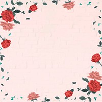 Romantic Valentine&rsquo;s roses frame vector with pink color background