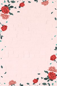 Romantic Valentine&rsquo;s roses frame with pink color background